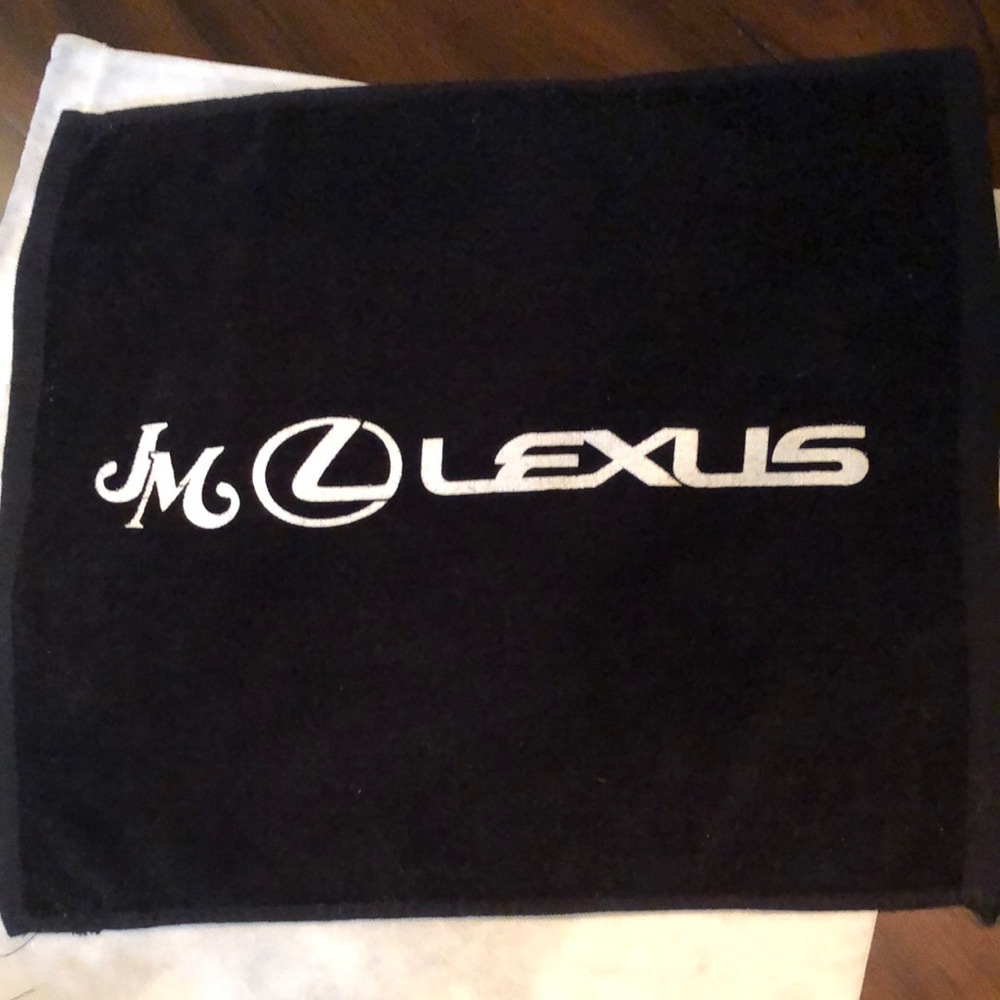 JM lexus luxe plush white painted logo auto accessory towel